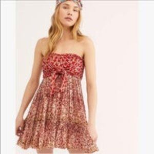 Free People One Night in Bali Strapless red dress